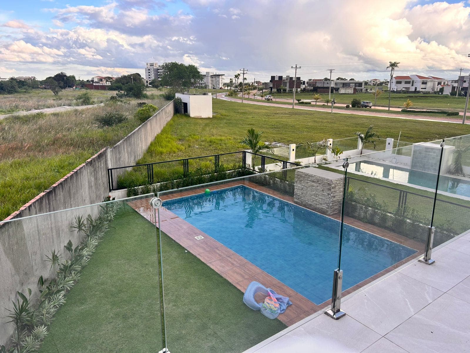 The pool and grounds as seen from the terrace